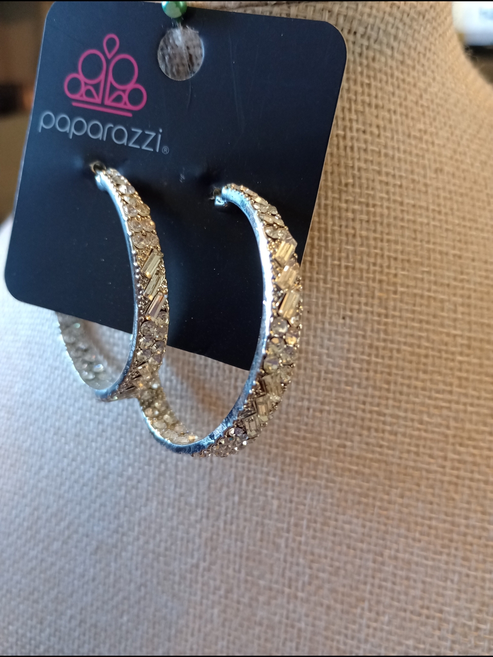 paparazzi Silver Crystal-Embellished Hoop Earrings